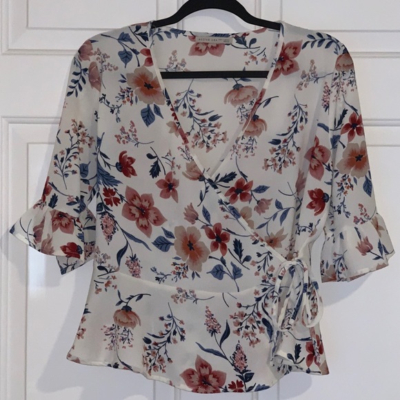Active USA Tops - ** S O L D ** Floral Side-Tie Blouse